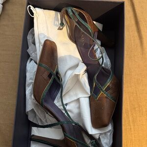 Prada Elegant Brown and Green Heels